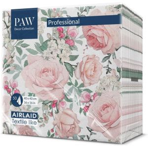 Rfvvv-Paw Serviette De Table Papier - Airlaid (40 X 40 Cm) I Fleurs, Roses I Décoration Anniversair, Mariage, Bapteme Garcon Et Fille I Structure En Tissu I Color: Gorgeous Roses - Neuf