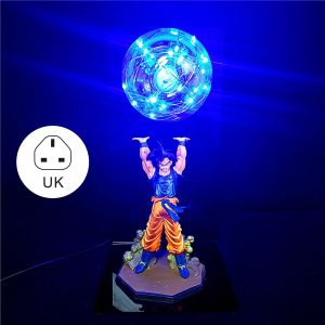 Dragon Ball Lampe Goku Force Bombes Luminaria Lampe De Bureau Lumi&egrave;res D&eacute;coratives Enfants Led Veilleuse Pour Chambre Bleu,Uk Prise - Neuf