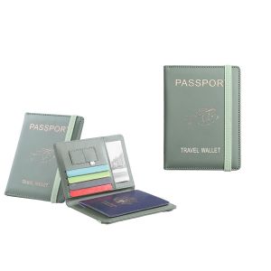 Porte-passeport avec protection RFID et emplacements pour cartes - Vert - Neuf