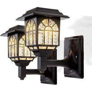 Lampe Solaire Ext&eacute;rieu 2 Pack Eclairage Exterieur S&eacute;curit&eacute; Etanche &Eacute;clairage Spot Led Solaire Exterieur Sans Fil Lampe Mural Pour Jardin Cl&ocirc;tures Murs Cour - Neuf