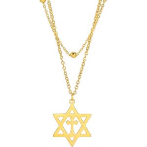 Kal-Collier Étoile De David Pour Femme En Acier Inoxydable Avec Pendentif Hexagonal Juif Classique Avec Pendentif Croix Isael Jewelry Amulette Religieus - Neuf