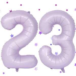 ERYI-Ballons 23 Violet Clair,101Cm Foil Ballons Chiffre 23 Violet Pastel, Grands Ballon Numéro 23,Décoration 23 Ans Pour Femme Homme Anniversaires Fête Deco - Neuf