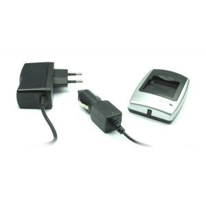 Chargeur batterie (secteur & voiture) pourPanasonic CGA-S008, CGA-S008E, DMW-BCE10E, VW-VBJ10 | Compatible avec Lumix SDR-S7, SDR-S9, SDR-S10, SDR-S15, SDR-S26, SDR-SW20, SDR-SW21, SDR-SW28... - Neuf