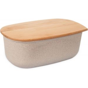Boîte À Pain Couvercle En Bois De Hêtre Comme Planche À Découper Boîte Alimentaire 37,5 Cm X 23,5 Cm X 15,5 Cm Rangement Recyclable Cuisine Beige Naturel - Neuf