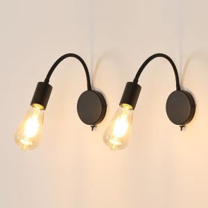 Subzonal-2 Pack Applique Murale Vintage E27 Lampe Murale Industrielle Noir Avec Interrupteur Basculant Luminaires Int&eacute;rieur Pour Chambre, Couloir, Salon&iquest;Ampoule Non Incluse&iquest; - Neuf