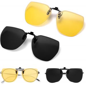 Clip Launettes Conduite De Nuit, Lunettes De Vision Nocturne Verres Jaunes Polarisés Anti-Éblouissement Ultra Léger Clip Lunettes De Soleil Pour Hommes Femmes Unisex Conduite Outdoor Sports - Neuf