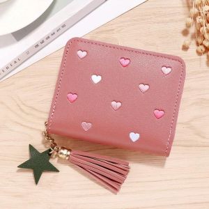 HUED-2024 femmes petit portefeuille dames Mini gland portefeuille mignon fille courte fermeture &eacute;clair belle Pu cuir porte-monnaie femme portefeuille &agrave; main Cartera-Dark Pink - Neuf
