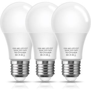Kalanka-Ampoule Led E27, 15w &Eacute;quivalent 150w Ampoule Halog&egrave;ne, 1500lm, 3000k Blanc Chaud, A60 Culot Edison &Agrave; Vis, Non-Dimmable, Lot De 3 - Neuf