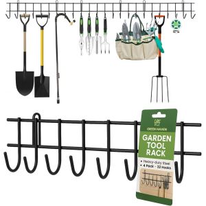 Ulteronixshop-tag&egrave;re &agrave; outils de jardin 160 cm &iquest; Organiseur robuste en m&eacute;tal pour accessoires d&iquest;abri de jardin, r&acirc;teaux et pelles - Neuf