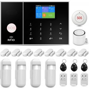 Système D'Alarme De Sécurité Domestique 4G, Kit D'Alarme Domestique Intelligent Avec Alarme D'Application De Téléphone, Fonctionne Avec Alexa Et Google Pour La Maison, L'Appartemen[MAT790147] - Neuf
