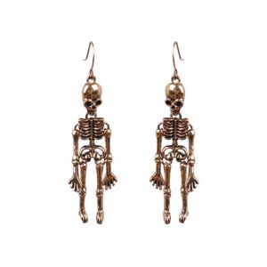 Boucles D'oreilles Tête De Mort Dorées Halloween Style Sombre Gothique Rétro - Neuf