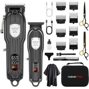Pro Ensemble De Tondeuse &Agrave; Cheveux Pour Homme Professionnel, Coupe Cheveux Rechargeable, Machine &Agrave; Cheveux R&eacute;glable Pour Homme, Avec &Eacute;cran Intelligent &Agrave; &Eacute;cran Lcd (Noir) - Neuf