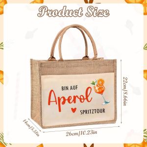 Aperol Sac En Toile De Jute Aperol Spritz Accessoires Sac Shopping Sac De Plage Sac Fourre-Tout En Toile De Jute Idée Cadeau Pour Femmes ,Amateurs D'Aperol ,Collègue - Neuf