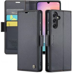 Kal-Coque Pour Samsung Galaxy S25 Plus+ 2 Pièces Verre Trempé,Antivol,Prend En Charge Le Chargement Sans Fil, Pochette Fermeture Magnétique Flip Case- Noir - Neuf