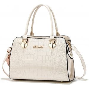 SJZG-Sac A Main Femmes Elegant Sac Bandouli&egrave;re Vernis Sacs &Agrave; Main Port&eacute;s Epaule Tendance Sac D'&Eacute;paule De Voyage Shopping Quotidien Blanc - Neuf