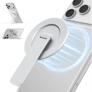 JGD-Support magn&eacute;tique de t&eacute;l&eacute;phone pour Mag-Safe, Ultra Fin, &agrave; Clipser - Angle r&eacute;glable &agrave; 180 &deg; - Amortissement - Poign&eacute;e de t&eacute;l&eacute;phone Portable - Argent&eacute; - Neuf