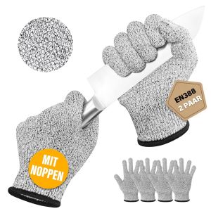 Lot de 2 paires de gants de protection anti-coupures antid&eacute;rapants Niveau 5 Gants r&eacute;sistants aux coupures|EN 388 Gants de protection contre les coupures Gants de cuisine Couteau de.[H225] - Neuf