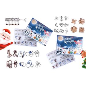 Calendrier de l'Avent 2024 avec 24 casse-t&ecirc;tes en bois et en m&eacute;tal - Neuf