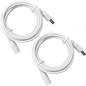 Lot de 2 c&acirc;bles d'extension d'alimentation CC de 1,8 m, Cordon d'alimentation m&acirc;le &agrave; Femelle de 5,5 mm x 2,1 mm pour cam&eacute;ras de s&eacute;curit&eacute; CCTV, Bandes LED et Plus Encore (Blanc) - Neuf