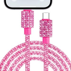 Thef-Câble Usb C Vers Iphone Charguer Iphone 1.2m 66w Cable Iphone Usb C Données Diamond Usb C Charge Rapide Pour Iphone 14/13/13 Pro/12 Pro Max/12 Mini/11/11 Pro/Xs/Xr/X/8 Plus/Ipad/Airpods Rose - Neuf