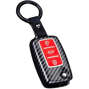 Étui de Protection pour clé de Voiture-Convient pour VW Bora Polo Tiguan Jetta Passat B5 B6 B7 Golf Beetle-pour Skoda Octavia ABS-A Rouge - Neuf