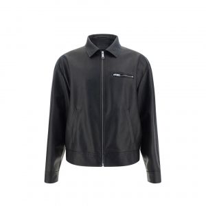 Veste En Cuir Noire Prada Pour Homme - Neuf