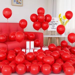 Ballons Rouge,50 Pièces Ballons Rouge Mat Latex 5 pouces Petits Mini Ballon avec Ruban pour Femmes Garçons Filles Fête d'Anniversaire Célébration Noël Fêtes Carnaval Mariage douche Mariée Décorations - Neuf