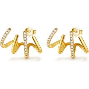 Kal-Boucles D'oreilles Griffes En Argent Sterling 925 Boucles D'oreilles Manchette En Argent Dor&eacute; Qui Ressemblent &Agrave; Plusieurs Piercings Boucles D'oreilles Sur Chenilles Pour Femmes Adolescentes - Neuf