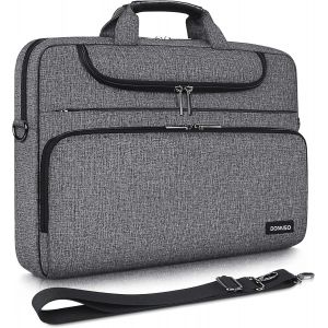 KALANKA-Sacoche Ordinateur 17 Pouces Imperméable Pochette PC Portable Sac à Bandoulière Homme Business pour 17-17.3"" Notebook/Dell/Lenovo/Acer/HP/MSI/ASUS, Gris Foncé¿Noir - Neuf