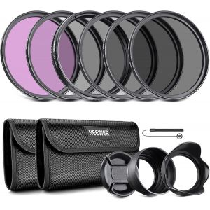 NEEWER Kit de Filtre pour Objectif 58mm : UV, CPL, FLD, ND2, ND4, ND8, Pare-Soleil et Capuchon d'Objectif Compatibles avec Canon Nikon Sony Panasonic DSLR Cam&eacute;ras avec Objectif 58mm - Neuf