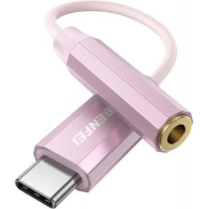 LORANKA-Adaptateur USB C vers Prise Audio avec chipset DAC, USB-C vers Casque Femelle 3,5 mm Compatible avec iPhone 15 Pro Max/15 Pro/15, Samsung Galaxy S24/S23/S22/S21 Ultra, iPad Pro, Pixel 8 Rose - Neuf