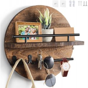 SUBZONAL-Porte Clef Mural Bois,Rond Porte Clef Mural Bois Convient Pour Le Hall D'Entr&eacute;E, Le D&eacute;Barras, Le Couloir, La Cuisine, Le Bureau.(marron) - Neuf