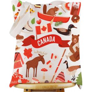 SHIBA-Sac fourre-tout en toile de voyage au Canada, cadeau de voyage au Canada, sac à bandoulière réutilisable pour voyageur touri[1 - Neuf