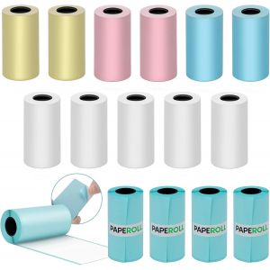 16 Rouleaux De Papier Thermique, 11 Rouleaux Standards Et 5 Rouleaux Autocollants - Mini Rouleau De Papier, Papier Thermique De Haute Qualité - Sans Bpa, Idéal Pour L'impression Instantanée(55x30mm) - Neuf