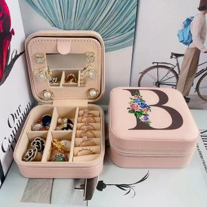(B)Boite A Bijoux De Voyage, Boîte À Bijoux Personnalisée A-Z, Boîte À Bijoux Portable, Petite Boîte De Rangement De Bijoux De Voyage Avec Miroir,Bijoux Enfants Fille,Boite A Bijoux Fille - Neuf