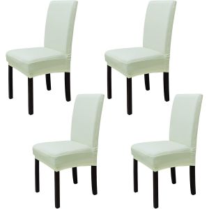 4 Pièces Housse de Chaise Moderne élastique, Amovible Lavable Extensible Housses de Chaise de Salle à Manger, Couverture de Chaise pour Décor Salle à Manger, Hôtel et Mariage (Beige) - Neuf