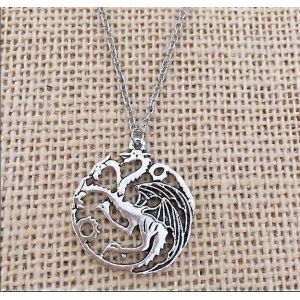 Dragon Collier Hydreigon Antique Argent Couleur Pendentif Vintage R&eacute;tro Nouveau Jeu Film Bijoux Femmes - Neuf