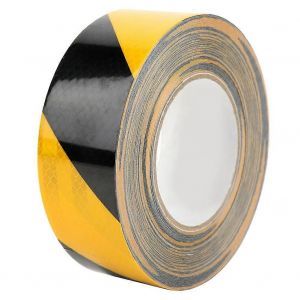 Noir Jaune Surbrillance Réfléchissant Sécurité Avertissement Autocollant Ruban Auto-Adhésif 50mm x 25m - Neuf