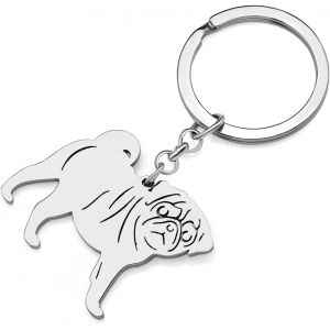 KAL-Porte-Cl&eacute;s Chien Acier Inoxydable Portefeuille Porte-Cl&eacute;s Voiture Bijoux Animaux Amoureux Chiens Cadeaux Femme Filles Porte-Cl&eacute;s Chien - Neuf