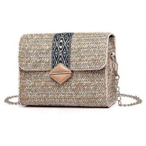 Femmes Sac &Agrave; Bandouli&egrave;re De Vacances Paille Sac Rabat Sangle De Cha&icirc;ne Embrayages Pour La Plage - Neuf