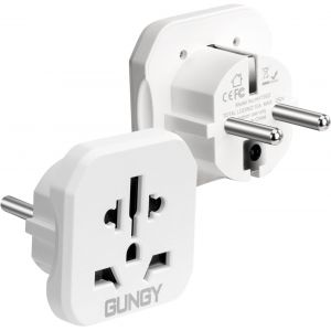 JGD-Adaptateur Prise Universel de Voyage Adaptateur Prise USA vers France Adaptateur Prise International vers France pour Americaine Anglaise Chine Australie Blanc 2 PCS - Neuf