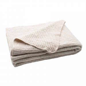 Plaid R&eacute;versible En Coton Nid D'abeille - Neuf