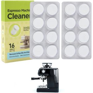 KALANKA-Pastilles de Nettoyage pour machines à café Dégraissantes Nettoyant pour Siemens Jura Krups Bosch etc machines à café toutes marques Enlève les résidus associés au café, 1.6 g x 16 Tablette - Neuf