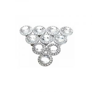 Lot de 10 boutons de porte ronds argentés 30 mm avec strass scintillants pour meuble de cuisine, tiroir - Neuf