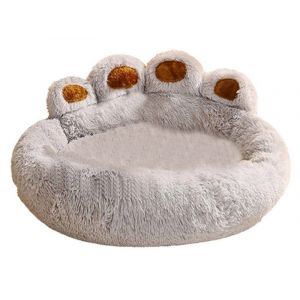 Panier Moelleux Pour Chien Et Chat De 80 Cm &iquest; Coussin Douillet En Forme De Patte, Gris - Neuf