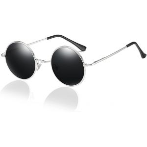 Lunettes De Soleil Polarisées Ronde Homme Femme Classique Hippie Tendance Cadre Métallique Protection Uv400 - Neuf