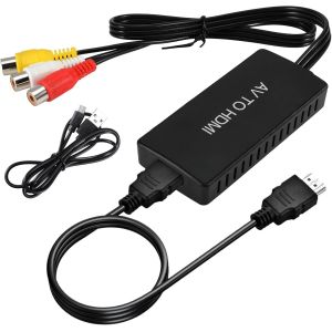 Adaptateur Rca Vers Hdmi,Av Vers Hdmi,Avec Câble Usb-C,Entrée Rca,Sortie Audio Vidéo,1080p,Convertisseur Av Vers Hdmi,Pour Ps2,Ps3,Xbox,Nes,N64,Vhs,Vcr,Dvd - Neuf