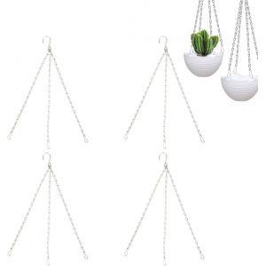 ERYI-4Pcs Chaîne Suspendue, Chaîne Panier Suspendu Acier Inoxydable Plante Cintre Jardin Pot 3 Brins Pot Fleurs Mangeoire À Oiseaux Lanterne Cintre Crochet Forme S Pour Intérieur Extérieur Décor - Neuf