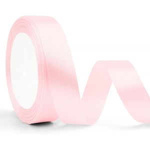 Rubans en satin rose clair pour travaux manuels - 2 cm x 23 m - Pour emballage cadeau, fleurs, ballons, mariage, voiture, ballons, couture, gâteaux, fleuriste, Saint-Valentin - Neuf