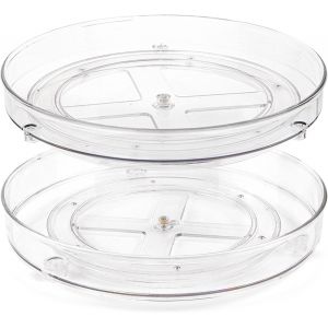 Chaas-Lot De 2 Lazy Susan Plateau Tournante De Cuisine Plateaux De Rangement Rotatifs À 360° Pour Cuisine Et Salle De Bain(27 X 4,6 Cm) - Neuf